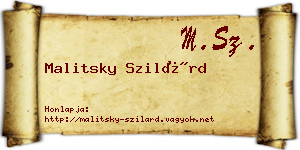 Malitsky Szilárd névjegykártya